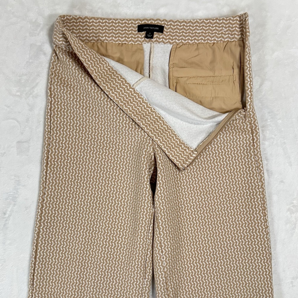 Ann Taylor Wide Leg Cropped Pants Size 8 Textured Stretch Knit Office Casual - Picture 6 of 16
